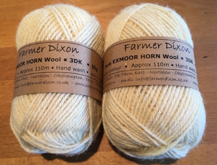 Wool: 50g ball Exmoor Horn 3DK